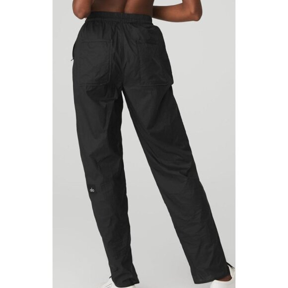 Alo Cloud Nine Pants Black High-Rise Waist Lightweight Windbreaker Track Joggers - Picture 2 of 12